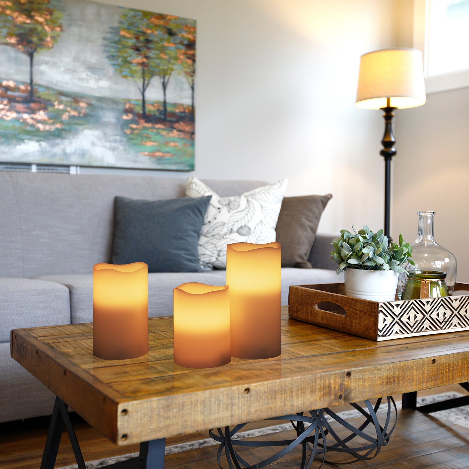 DICTROLUX - Candele LED Luce Calda con Telecomando - Set 3 pezzi